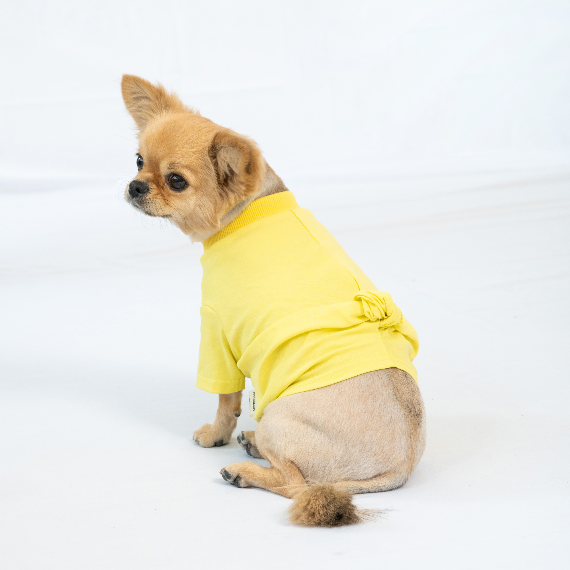 유니크 꼬임 강아지 옷 티셔츠 옐로우